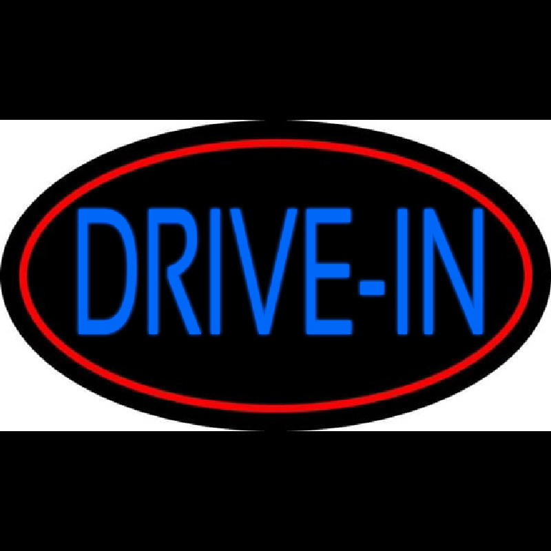 Blue Drive In With Red Border Neonskylt