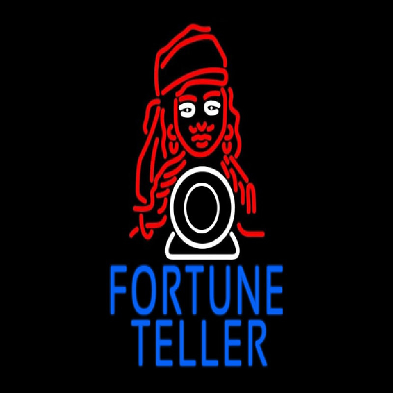 Blue Fortune Teller With Logo Neonskylt