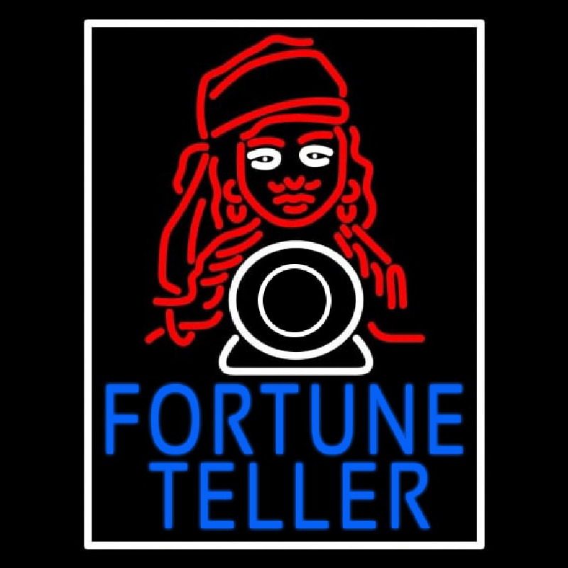 Blue Fortune Teller With Logo Neonskylt