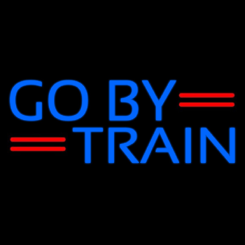 Blue Go By Train Neonskylt