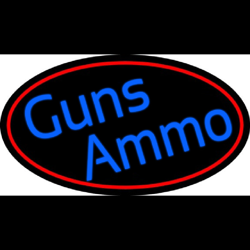 Blue Gun Ammo With Red Oval Neonskylt