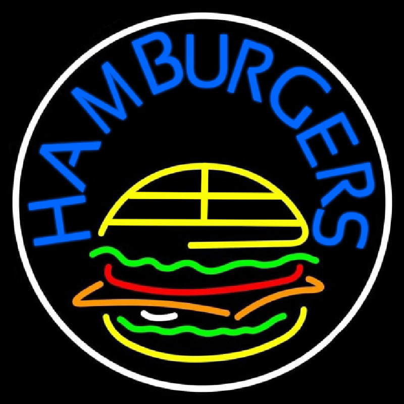 Blue Hamburgers Circle Neonskylt