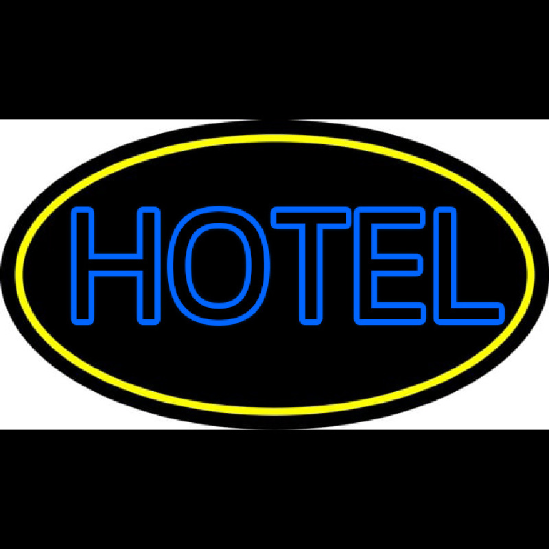 Blue Hotel With Yellow Border Neonskylt