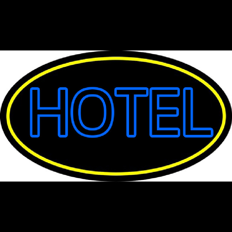 Blue Hotel With Yellow Border Neonskylt