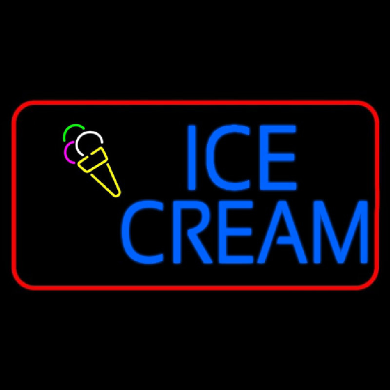 Blue Ice Cream With Red Border Neonskylt