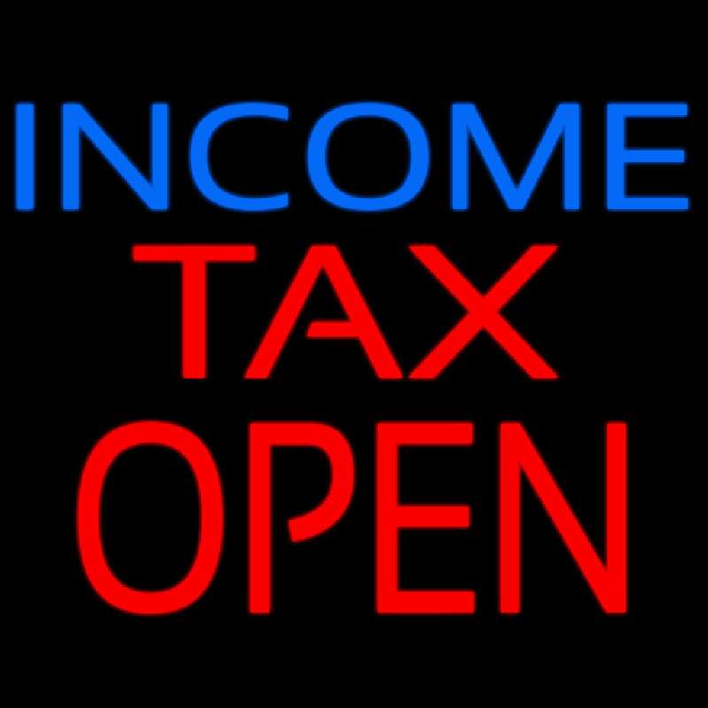 Blue Income Red Ta  Open Neonskylt