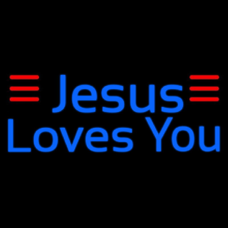 Blue Jesus Loves You Neonskylt