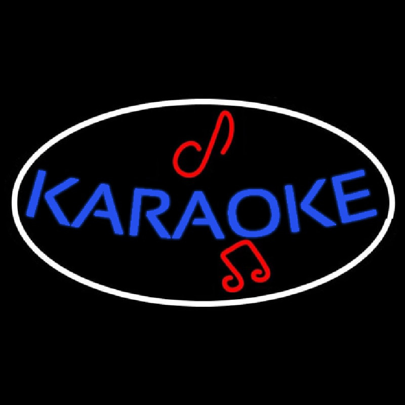 Blue Karaoke Red Musical Note Neonskylt