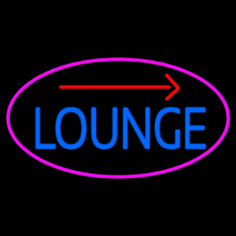 Blue Lounge And Arrow Oval With Pink Border Neonskylt