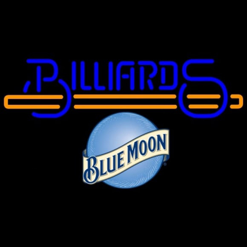 Blue Moon Billiards Te t With Stick Pool Beer Sign Neonskylt