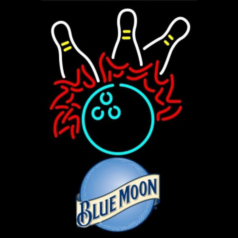 Blue Moon Bowling Pool Beer Sign Neonskylt