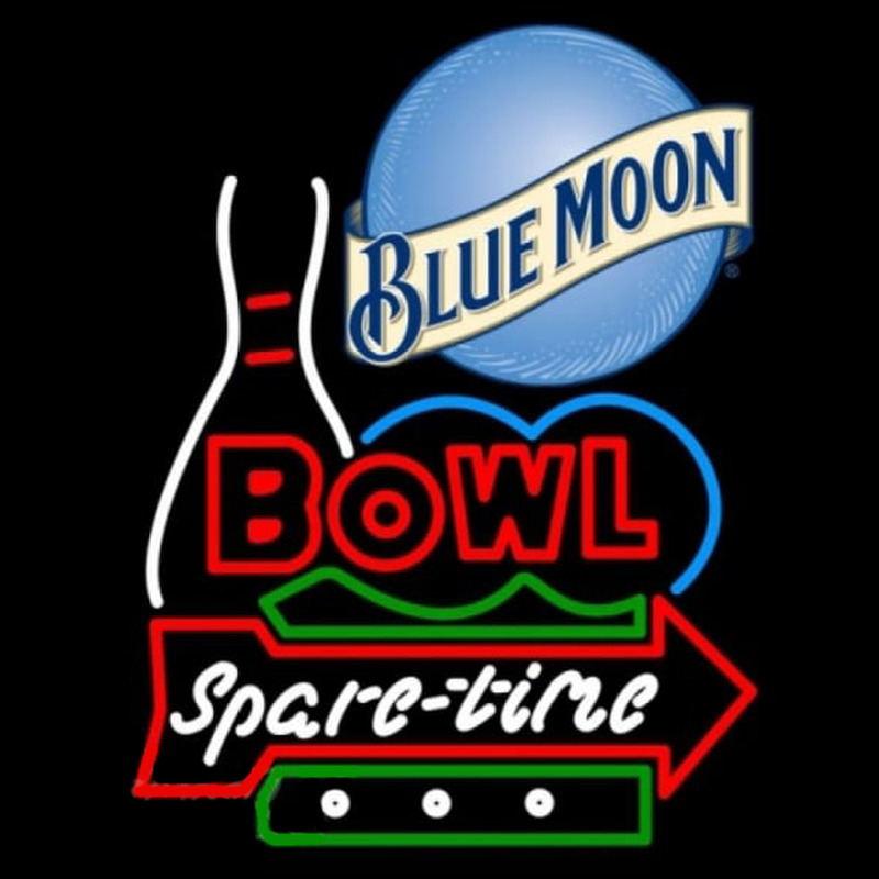 Blue Moon Bowling Spare Time Beer Sign Neonskylt