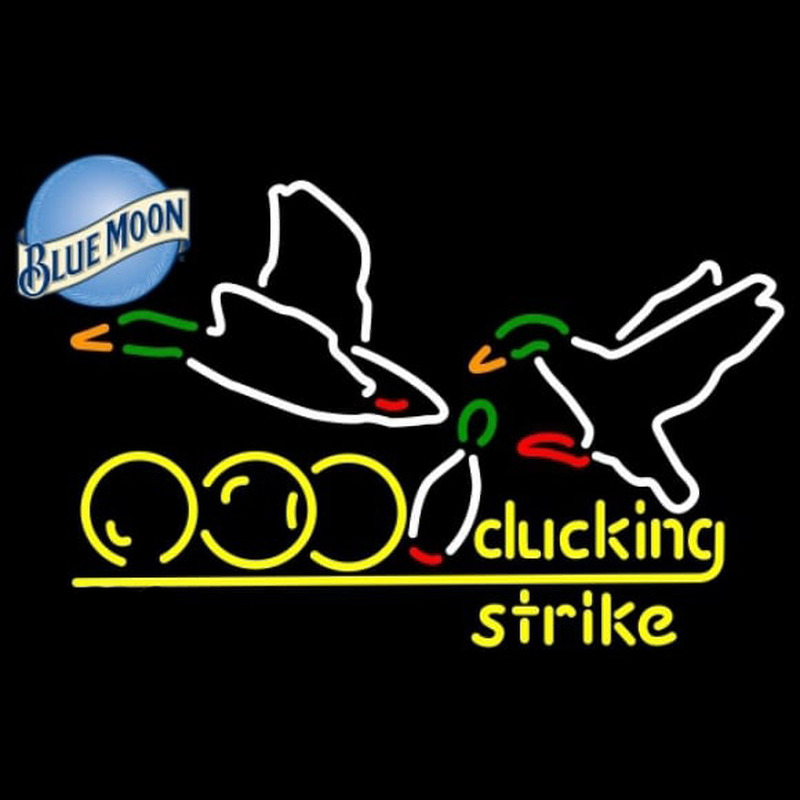 Blue Moon Bowling Sucking Strike Beer Sign Neonskylt