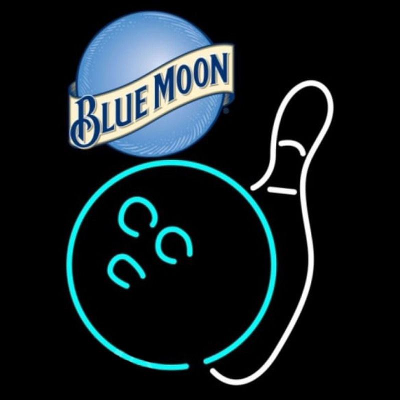 Blue Moon Bowling White Beer Sign Neonskylt