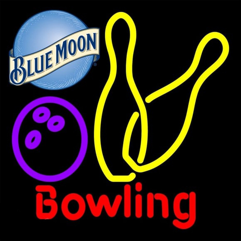 Blue Moon Bowling Yellow 16 16 Beer Sign Neonskylt