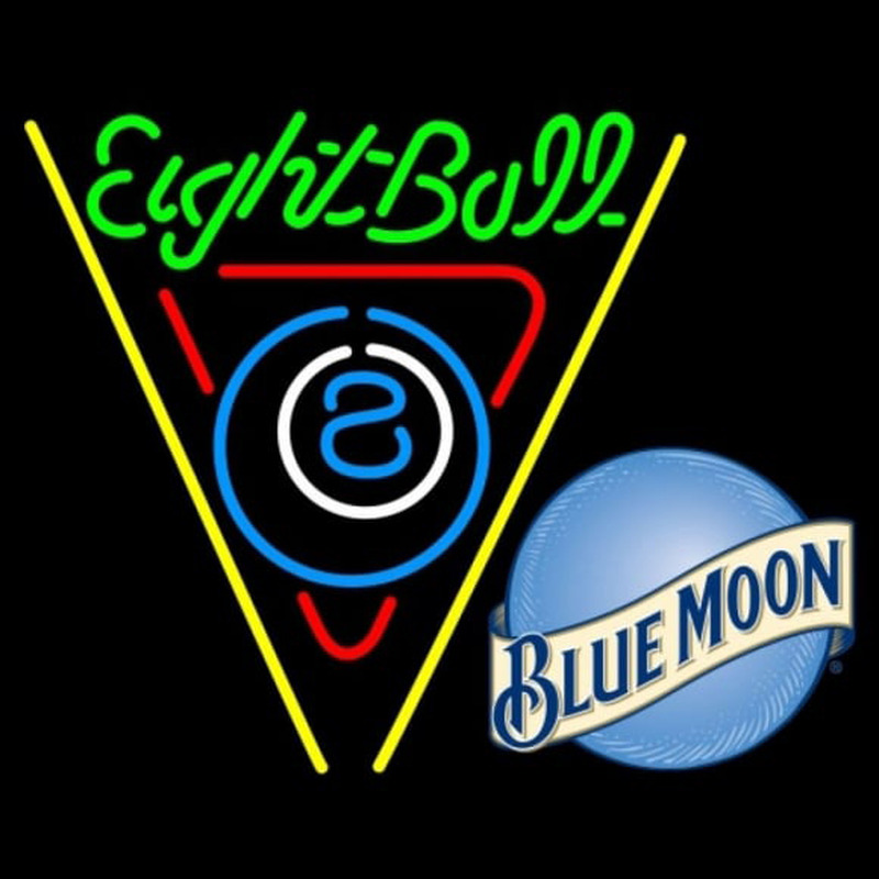 Blue Moon Eightball Billiards Pool Beer Sign Neonskylt
