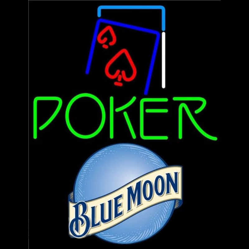 Blue Moon Green Poker Red Heart Beer Sign Neonskylt