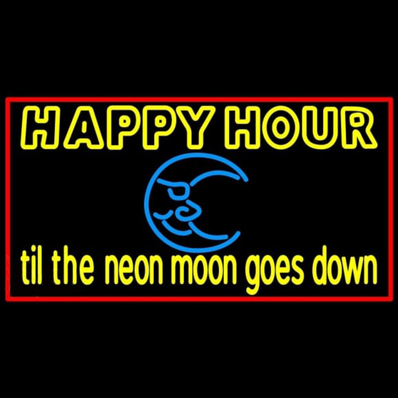 Blue Moon Happy Hour Till Beer Sign Neonskylt