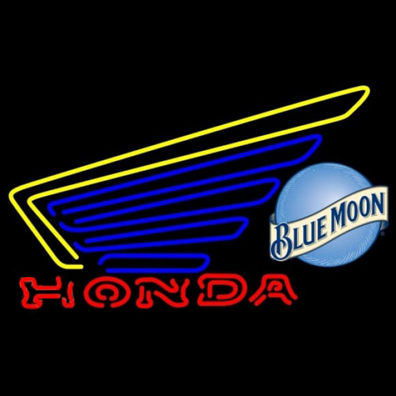 Blue Moon Honda Motorcycles Gold Wing Beer Sign Neonskylt