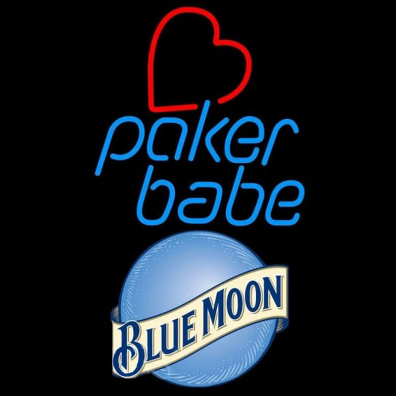 Blue Moon Poker Girl Heart Babe Beer Sign Neonskylt