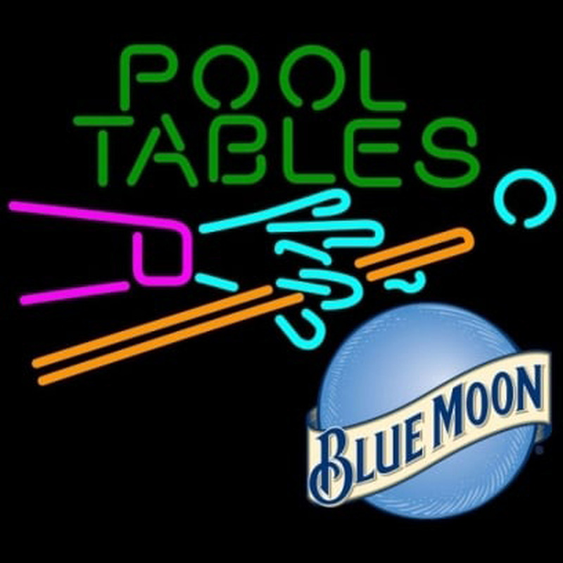 Blue Moon Pool Tables Billiards Beer Neonskylt