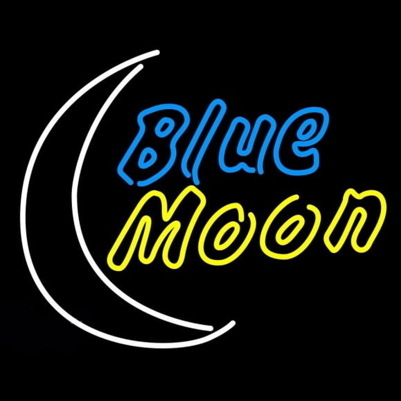 Blue Moon Yellow Beer Sign Neonskylt