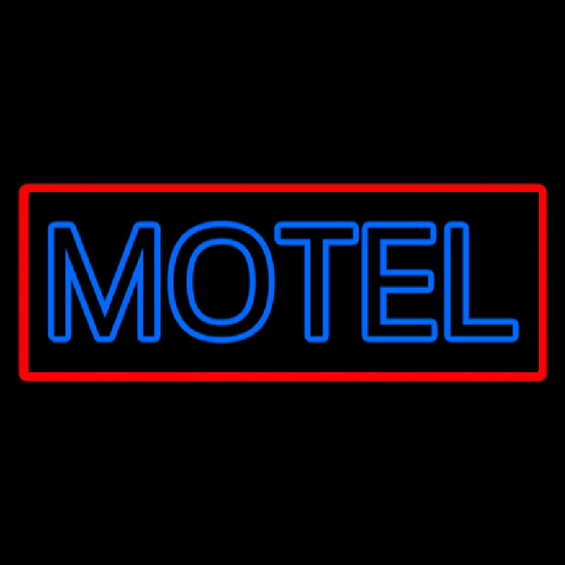 Blue Motel Double Stroke And Red Border Neonskylt