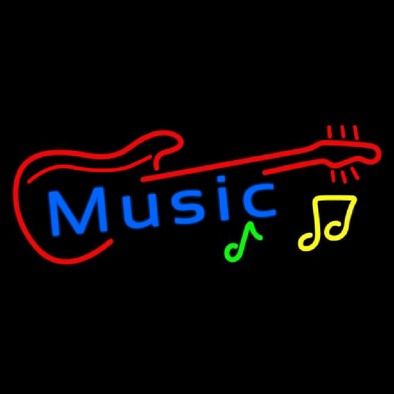 Blue Music Red Guitar 1 Neonskylt