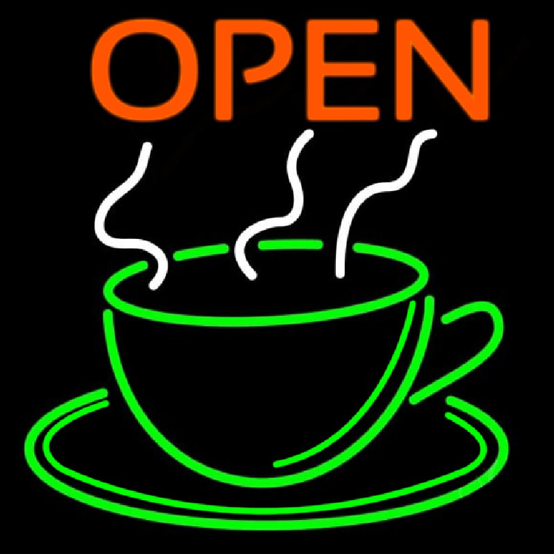 Blue Open Coffee Cup Neonskylt