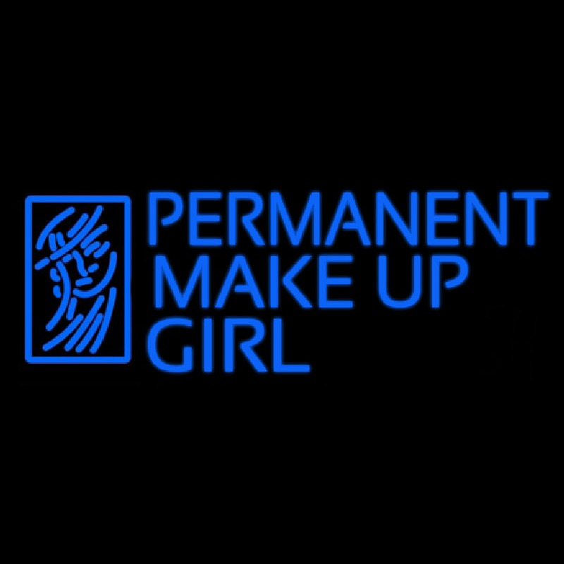 Blue Permanent Makeup Girl Neonskylt