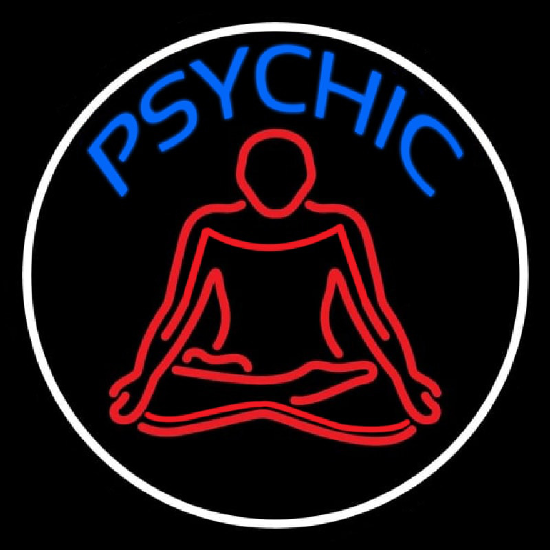 Blue Psychic Logo With Border Neonskylt