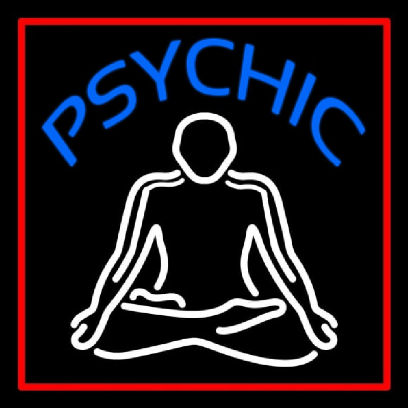 Blue Psychic Logo With Red Border Neonskylt
