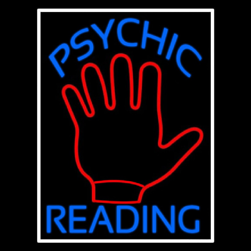 Blue Psychic Reading With White Border Neonskylt