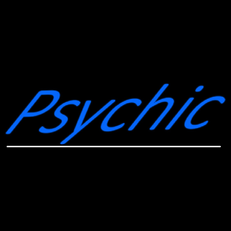 Blue Psychic White Line Neonskylt