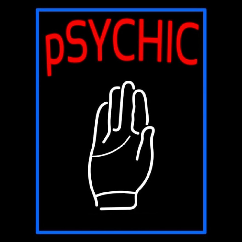 Blue Psychic With Palm Neonskylt