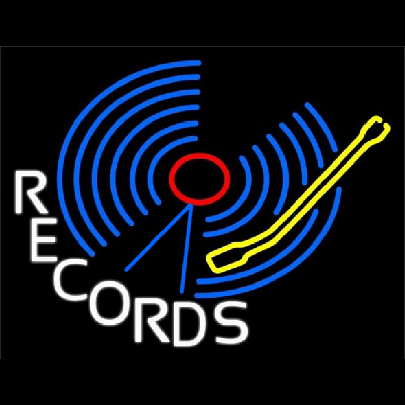 Blue Records Block Neonskylt