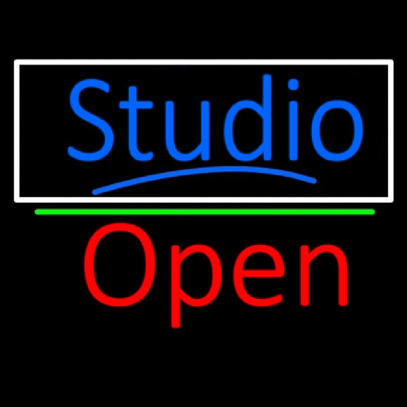 Blue Studio With Open 2 Neonskylt