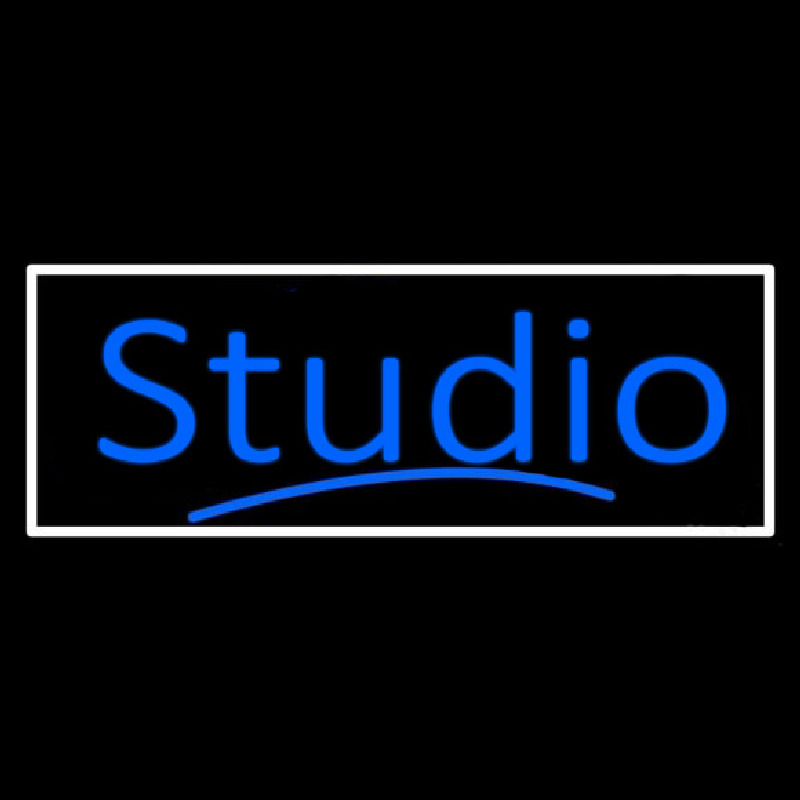 Blue Studio With White Border Neonskylt