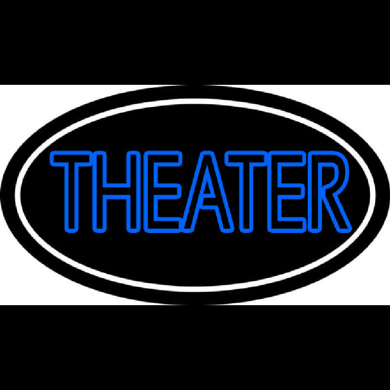 Blue Theatre White Border Neonskylt