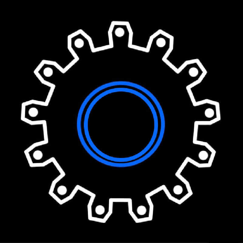 Blue White Gear Series Neonskylt