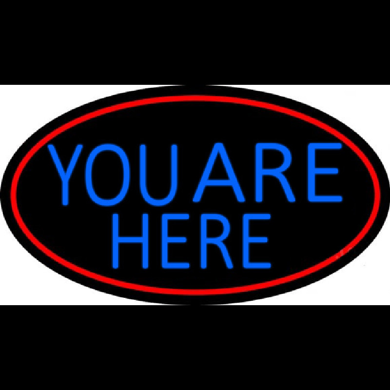 Blue You Are Here Oval With Red Border Neonskylt