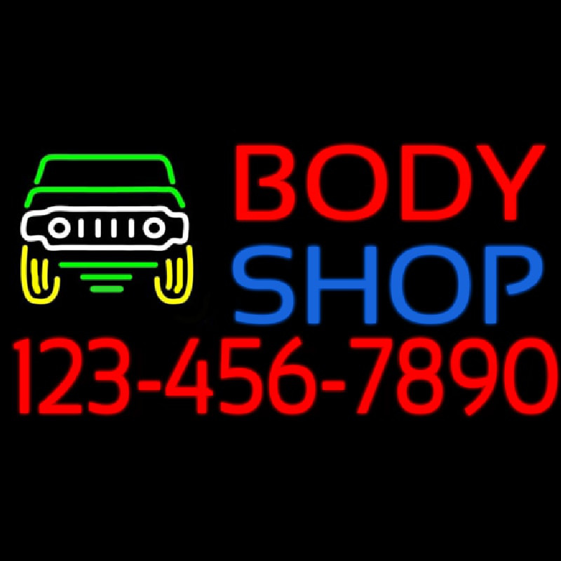 Body Shop With Phone Number Neonskylt