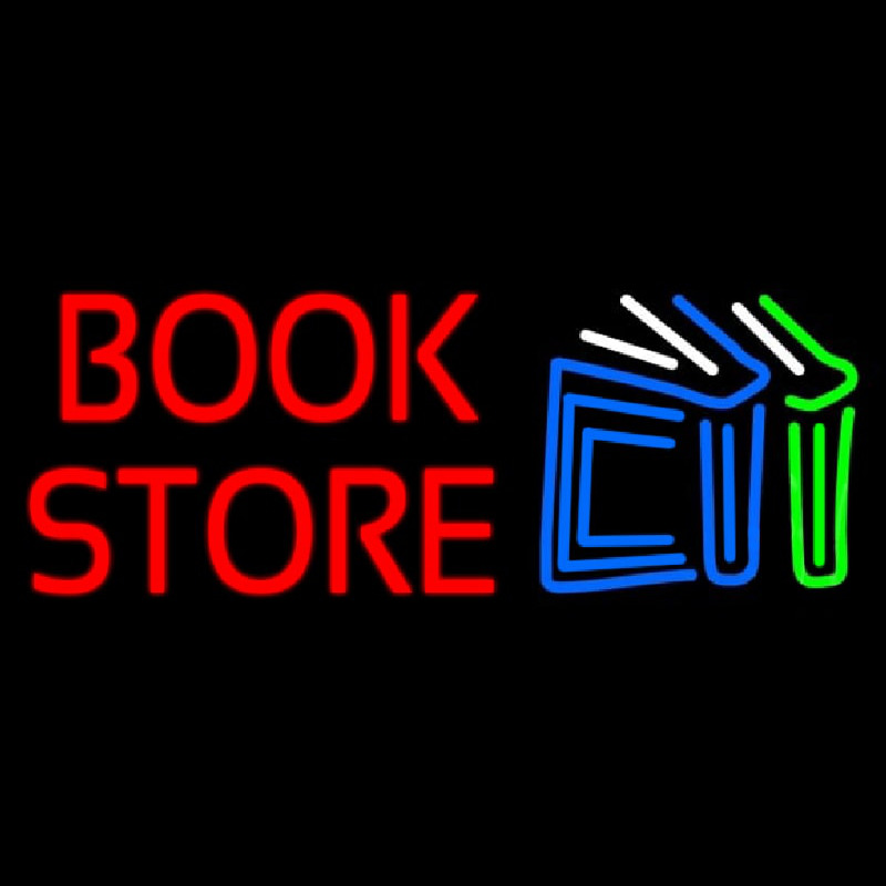 Book Store With Book Logo Neonskylt