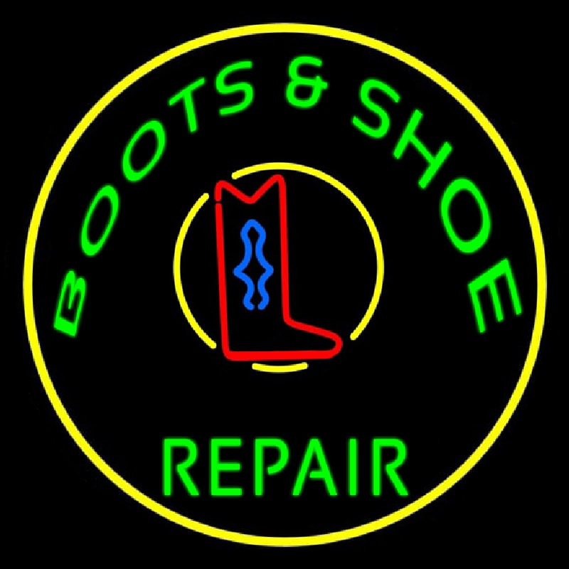 Boots And Shoes Repair With Border Neonskylt