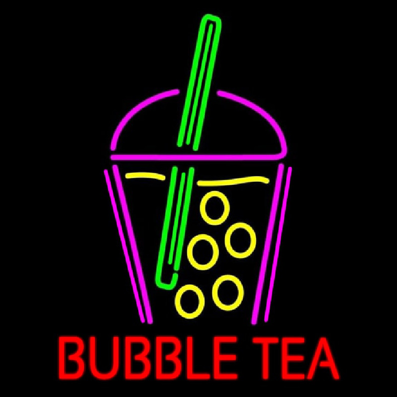 Bubble Tea With Glass Neonskylt