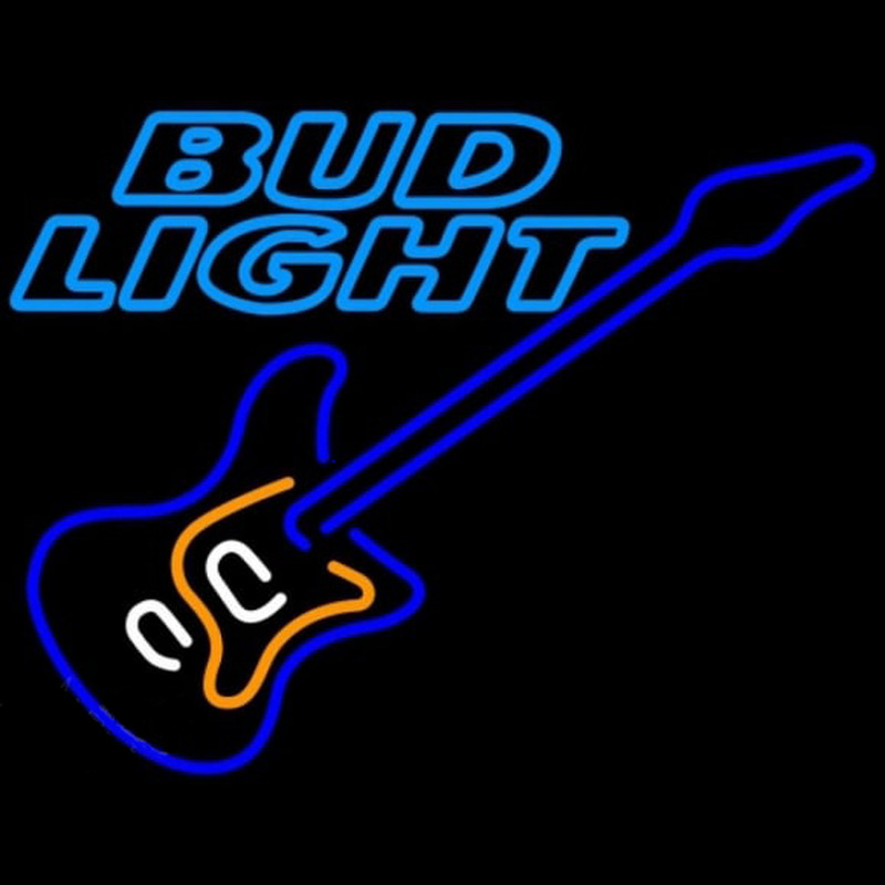 Bud Light Blue Electric Guitar Beer Sign Neonskylt