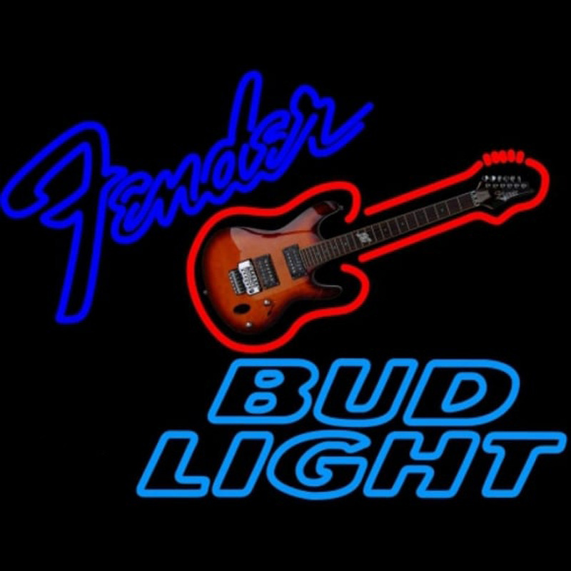 Bud Light Fender Guitar Beer Sign Neonskylt