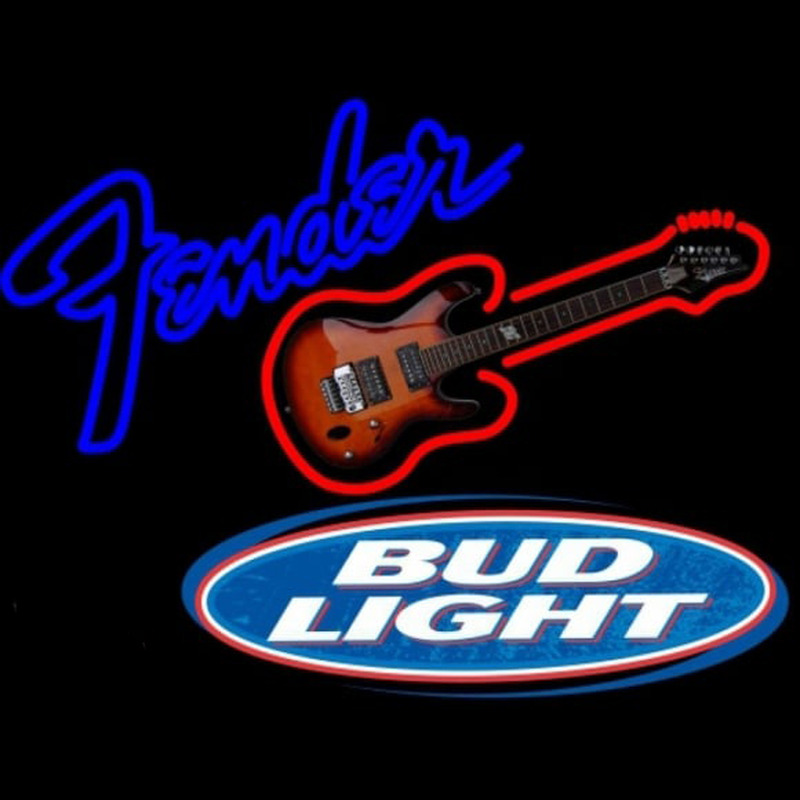 Bud Light Fender Guitar Beer Sign Neonskylt