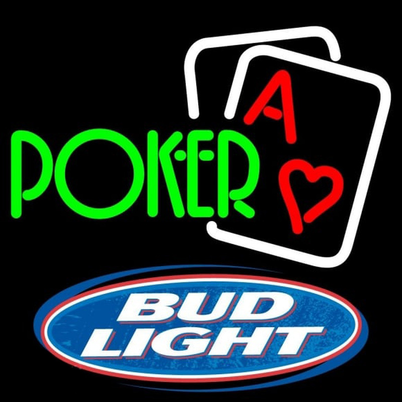 Bud Light Green Poker Beer Sign Neonskylt