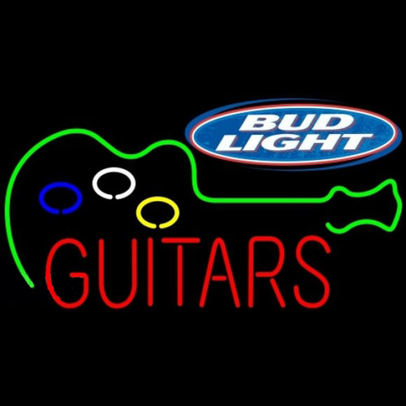 Bud Light Guitar Flashing Beer Sign Neonskylt